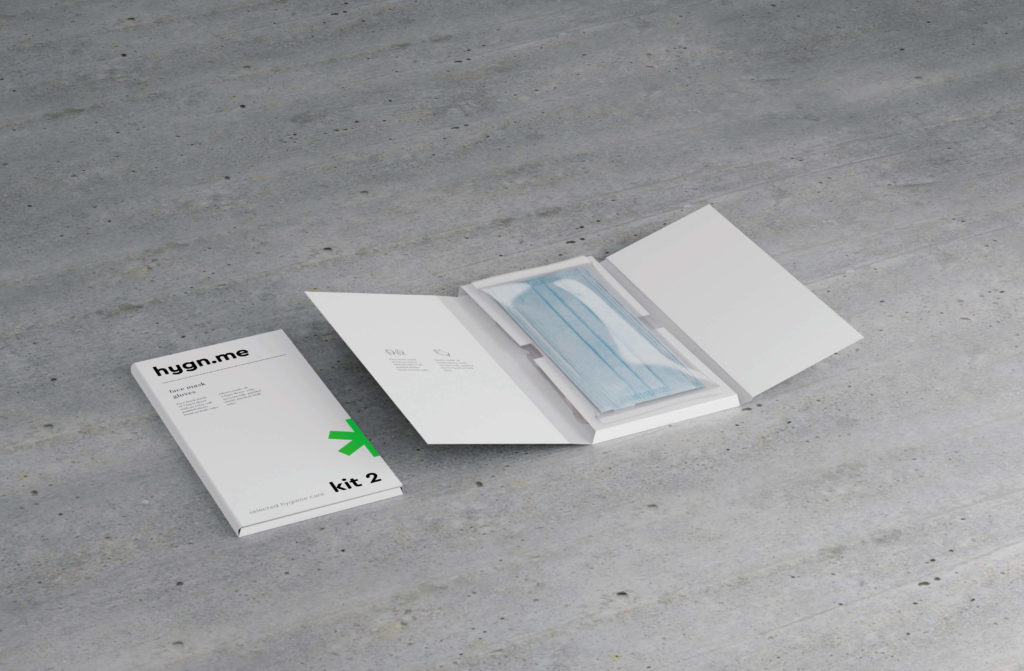 Design Hygienestationen und Desinfektionsspender: hygn.me Kit 2 Hygienekit mit Produkten zur Hygiene und Pflege zum Mitnehmen oder Vergeben an Gäste und Kunden